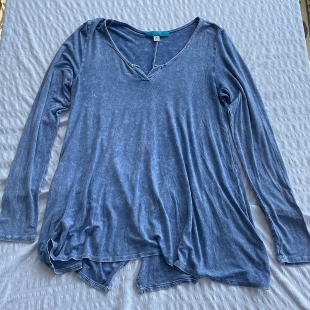 Blue Flowy Long Sleeve Shirt